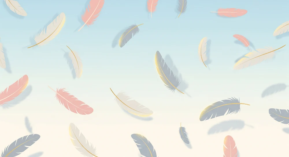 Papel de parede quarto bebê | Delicadas penas em fundo pastel