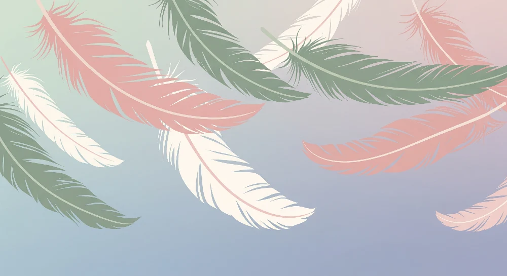 Papel de parede quarto bebê | Delicadas penas em tons pastel