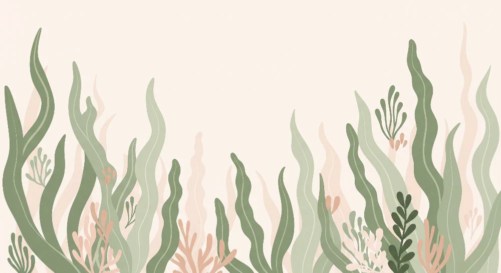 Papel de parede quarto bebê | Delicadas plantas aquáticas em fundo suave