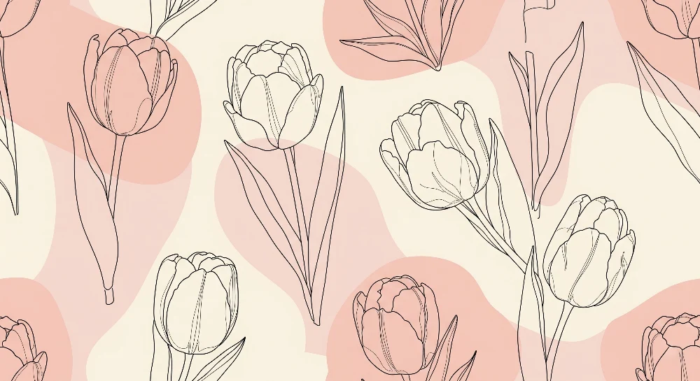 Papel de parede quarto bebê | Delicadas tulipas em fundo pastel