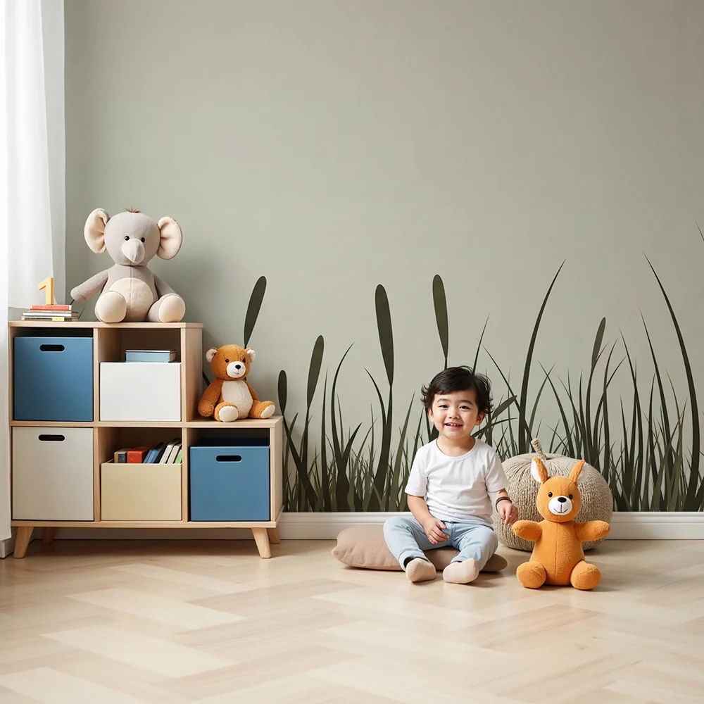 Papel de parede quarto bebê | Delicadeza das ervas e tons naturais