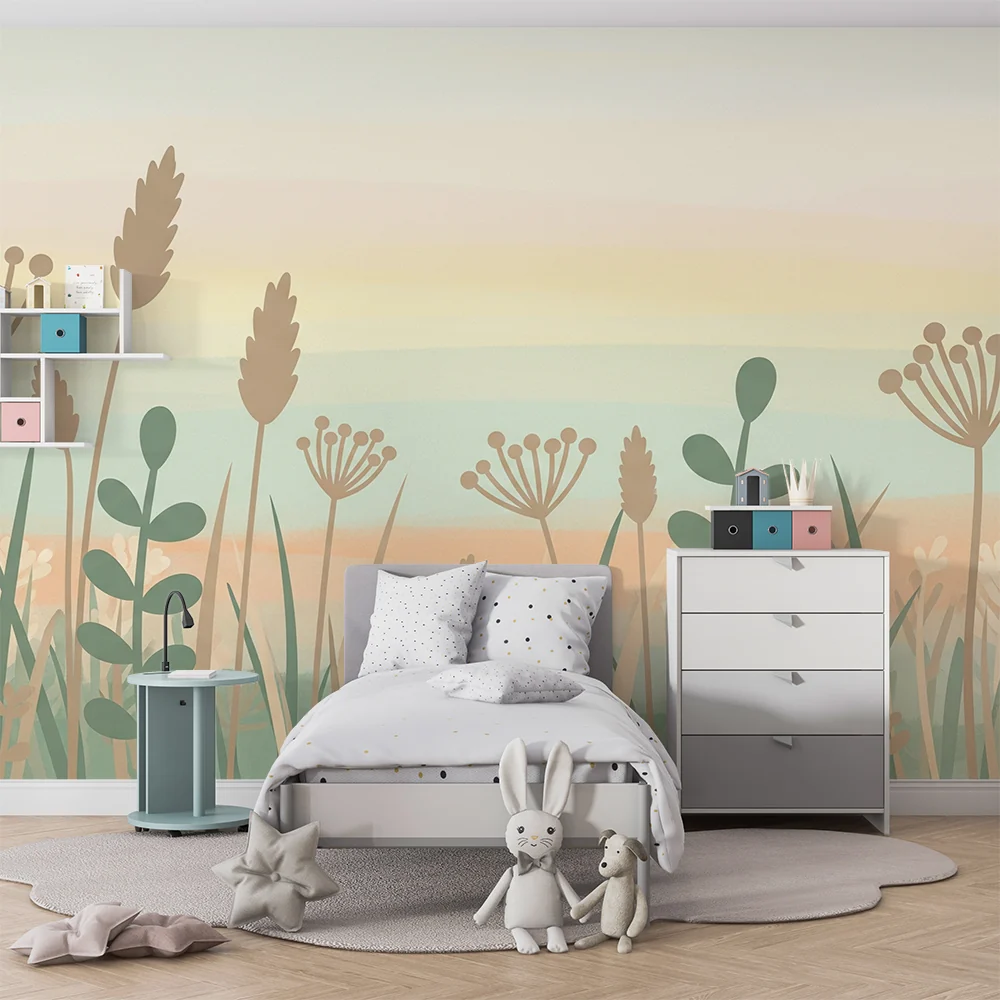 Papel de parede quarto bebê | Delicadeza dos campos floridos