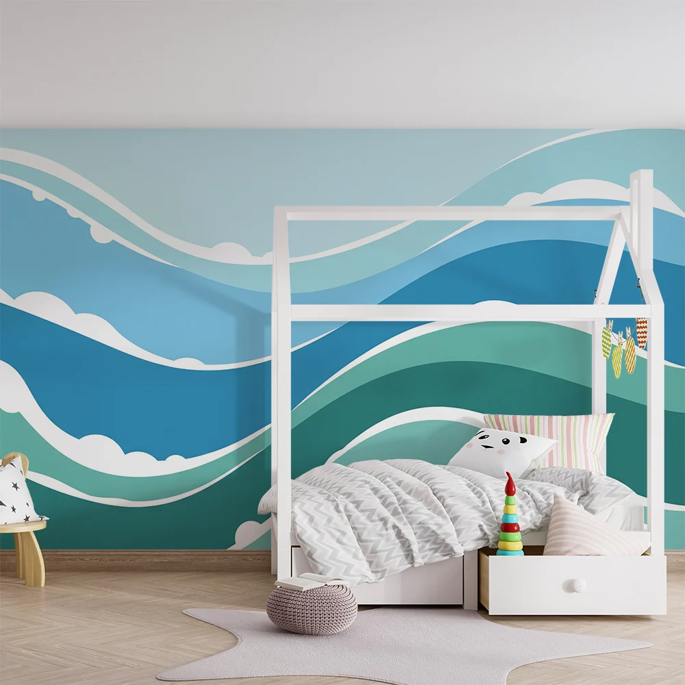 Papel de parede quarto bebê | Estilizados em tons de azul e verde