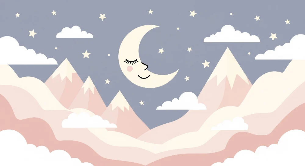Papel de parede quarto bebê | Estrela noturna em rosa e azul pastel