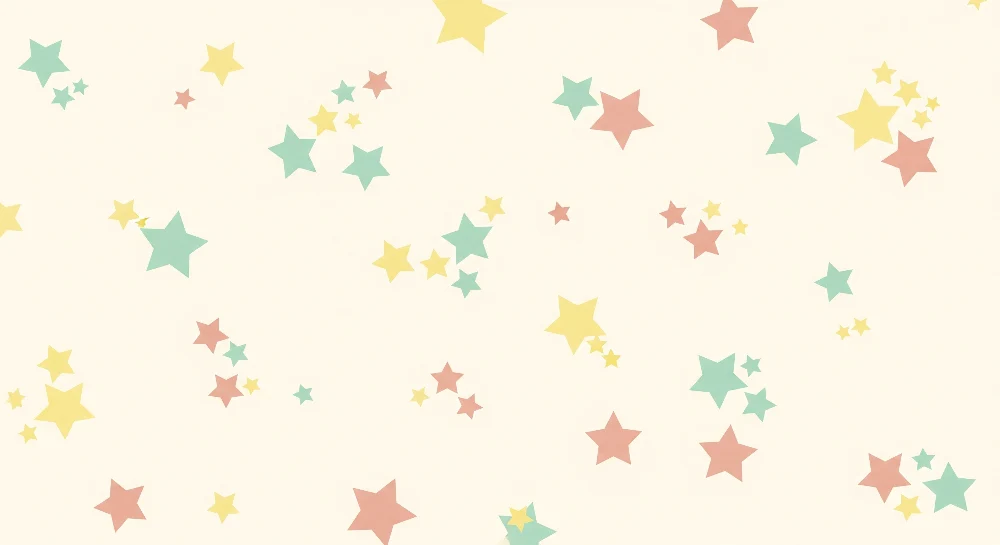 Papel de parede quarto bebê | Estrelas coloridas em fundo bege