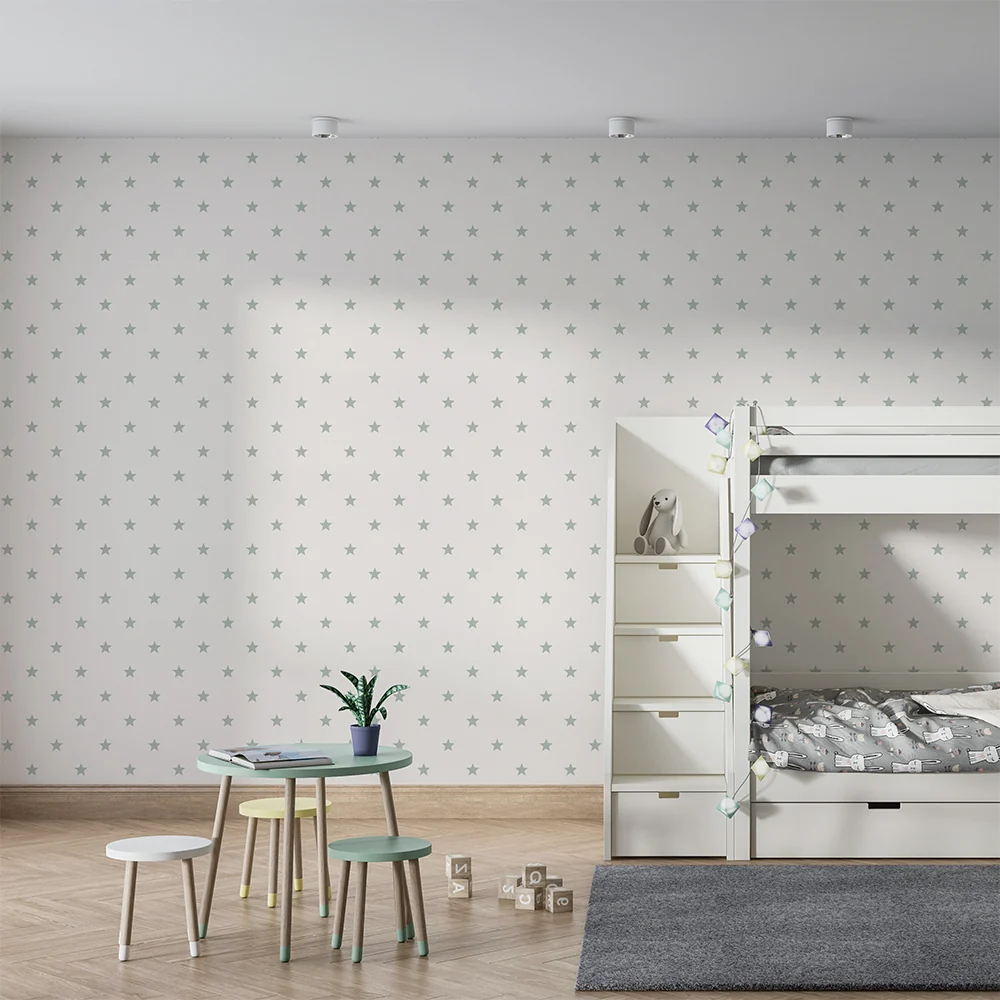 Papel de parede quarto bebê | Estrelas delicadas em fundo claro