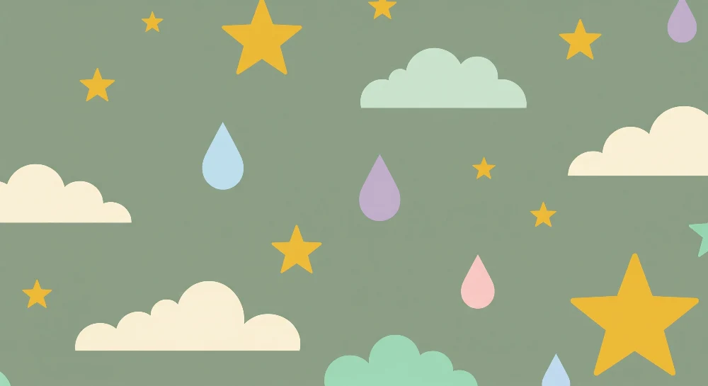 Papel de parede quarto bebê | Estrelas e nuvens coloridas
