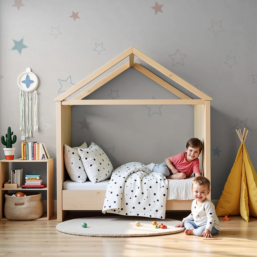 Papel de parede quarto bebê | Estrelas pastel em fundo suave
