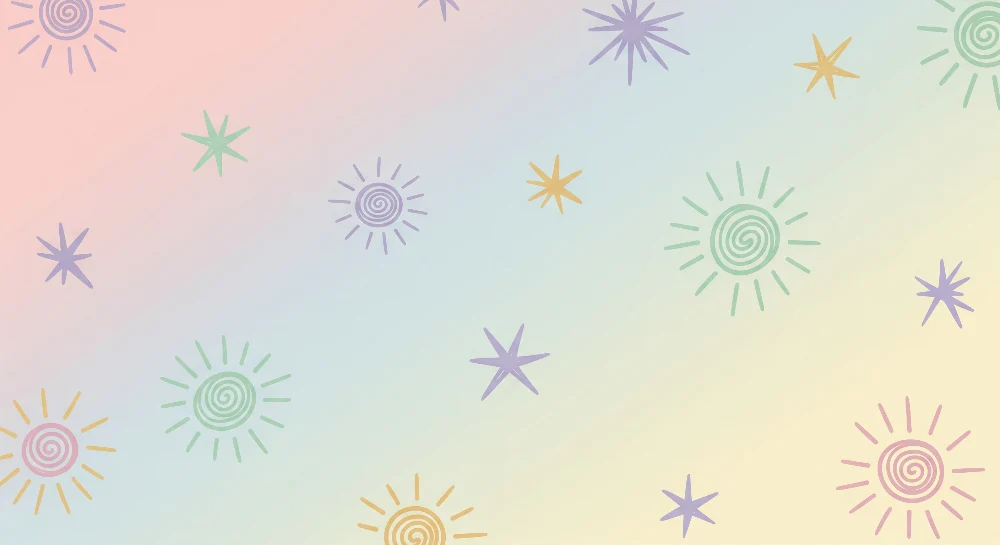 Papel de parede quarto bebê | Estrelas e sóis pastel em fundo suave