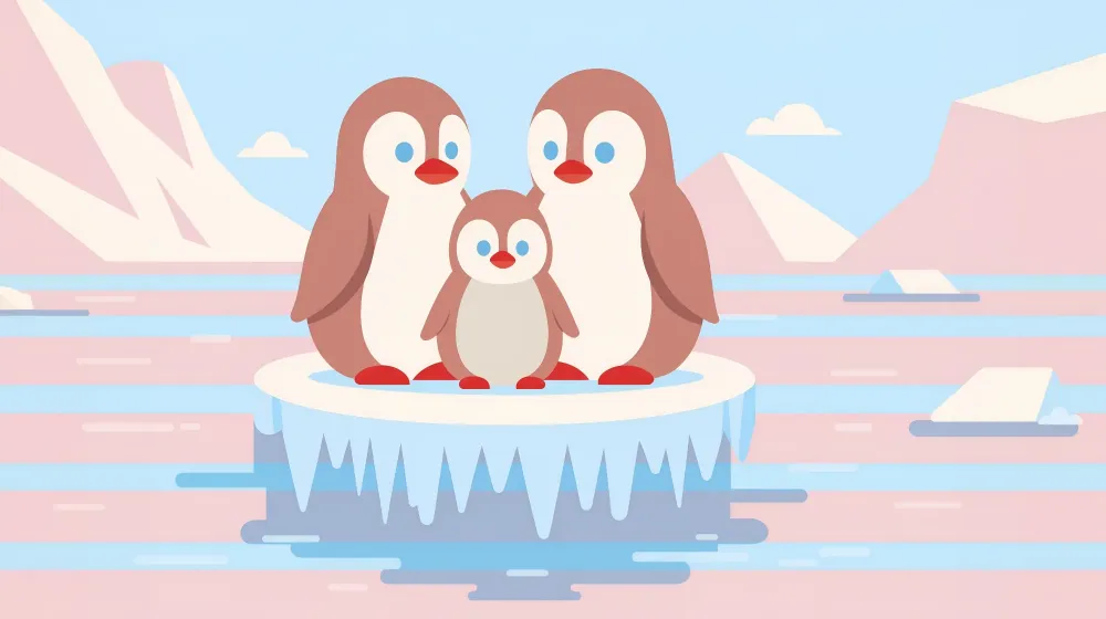 Papel de parede quarto bebê | Família de pinguins polares