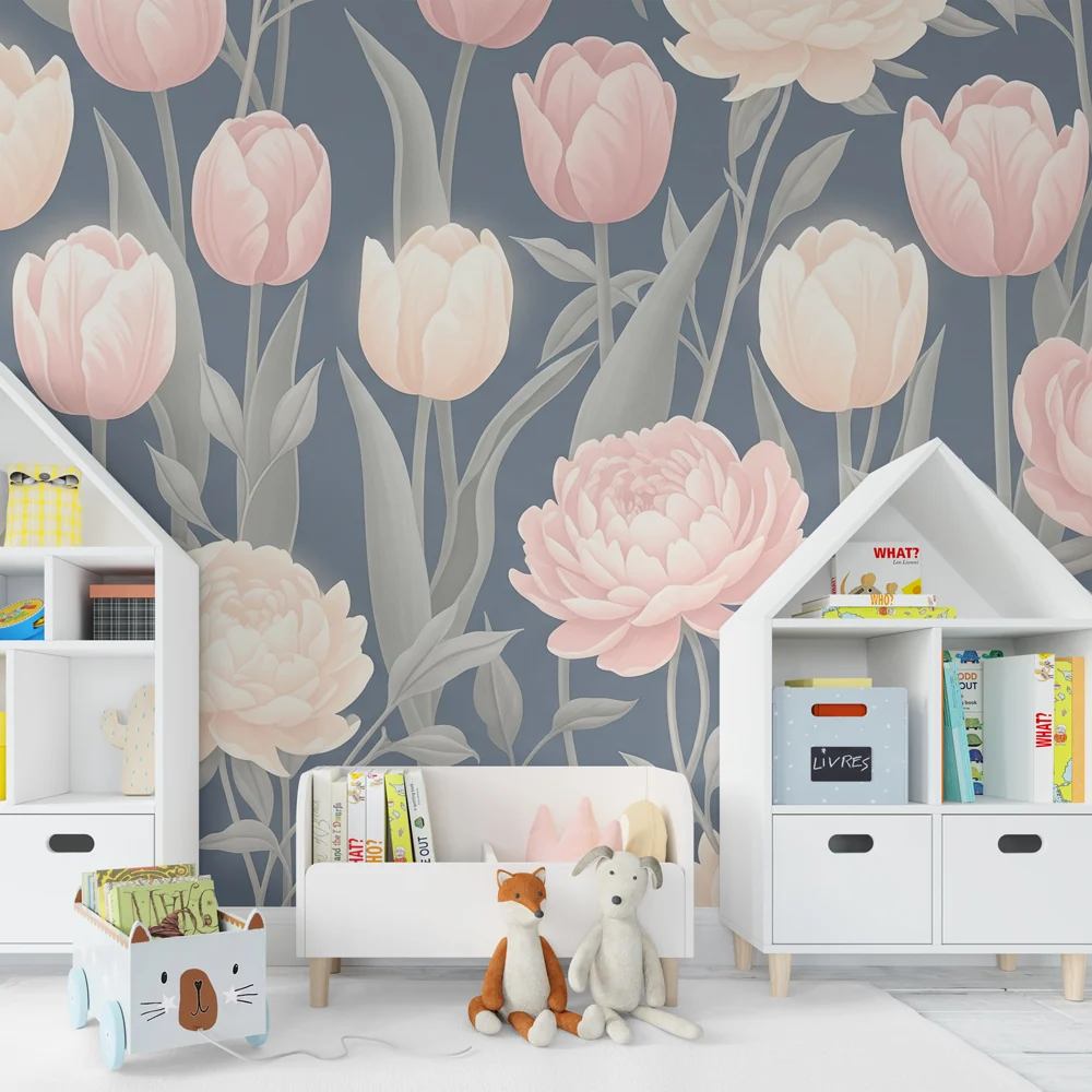 Papel de parede quarto bebê | Flores delicadas e tons pastel