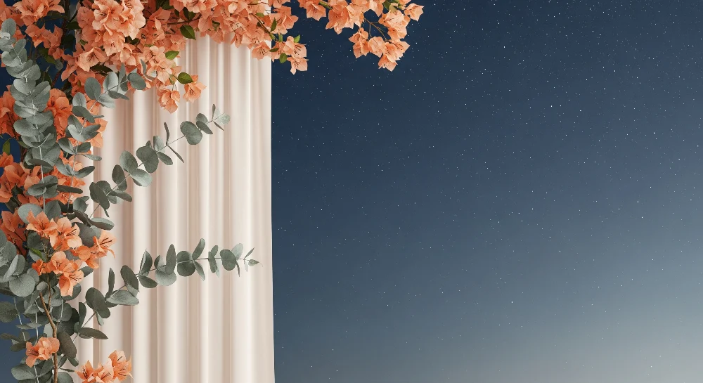 Papel de parede quarto bebê | Flores delicadas e céu estrelado