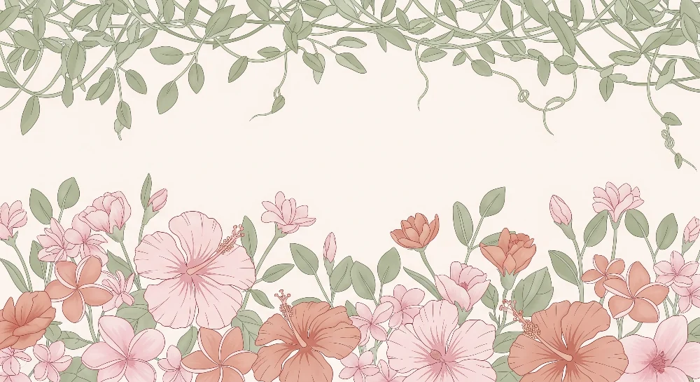 Papel de parede quarto bebê | Flores e videiras selvagens
