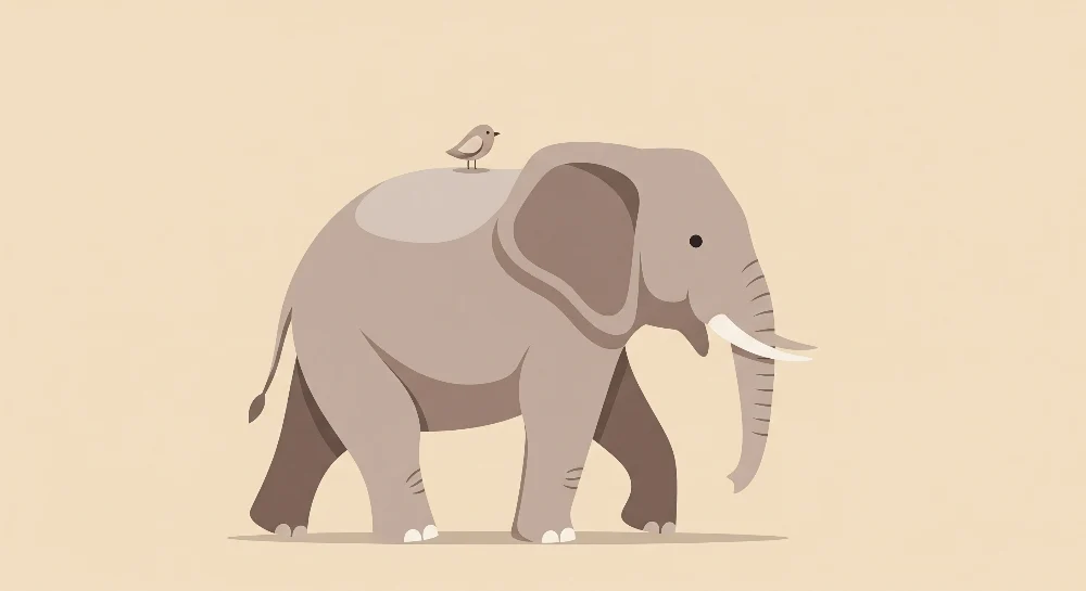 Papel de parede quarto bebê | Fofo elefante com um passarinho