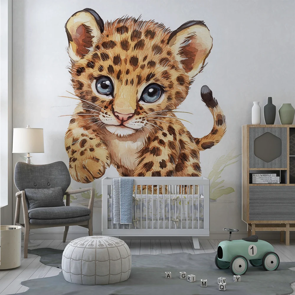 Papel de parede quarto bebê | Fofo leopardo pequeno