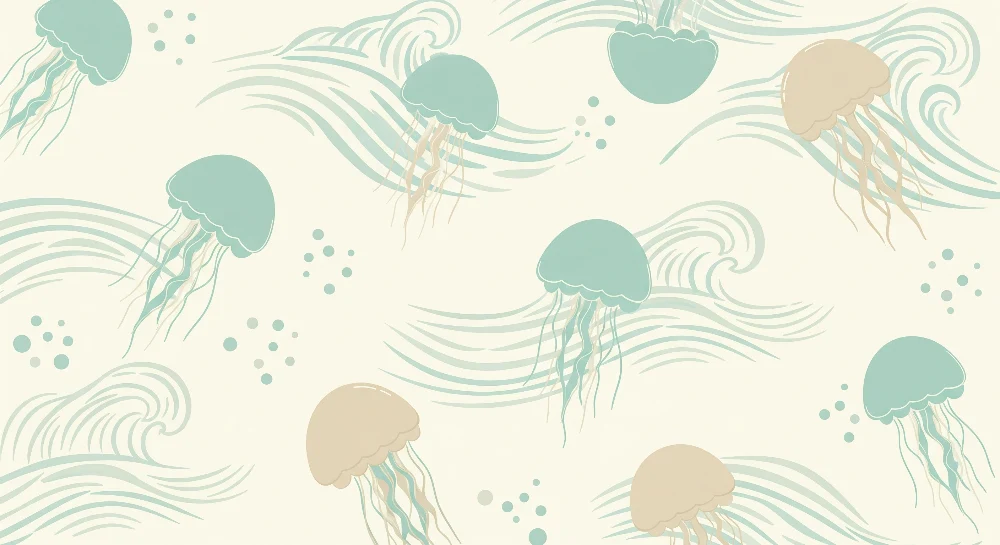 Papel de parede quarto bebê | Águas-vivas e ondas calmantes