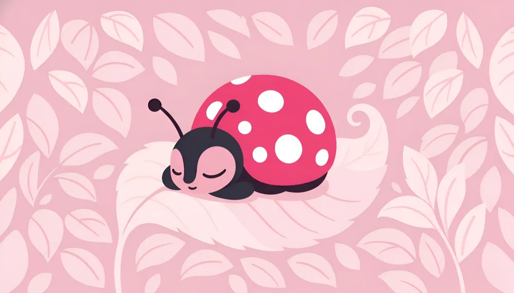 Papel de parede quarto bebê | Joaninha adormecida em folhas cor-de-rosa