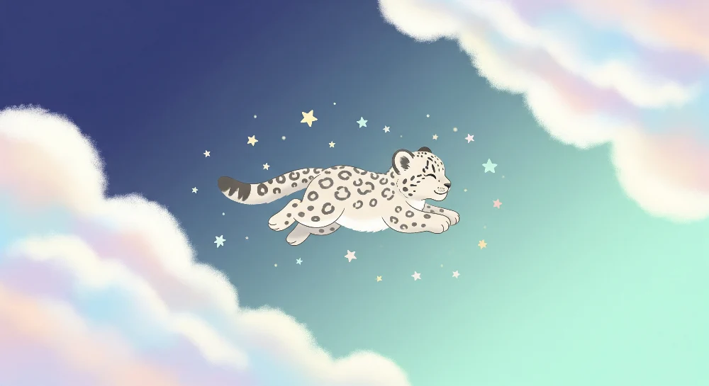Papel de parede quarto bebê | Leopard jumping among stars