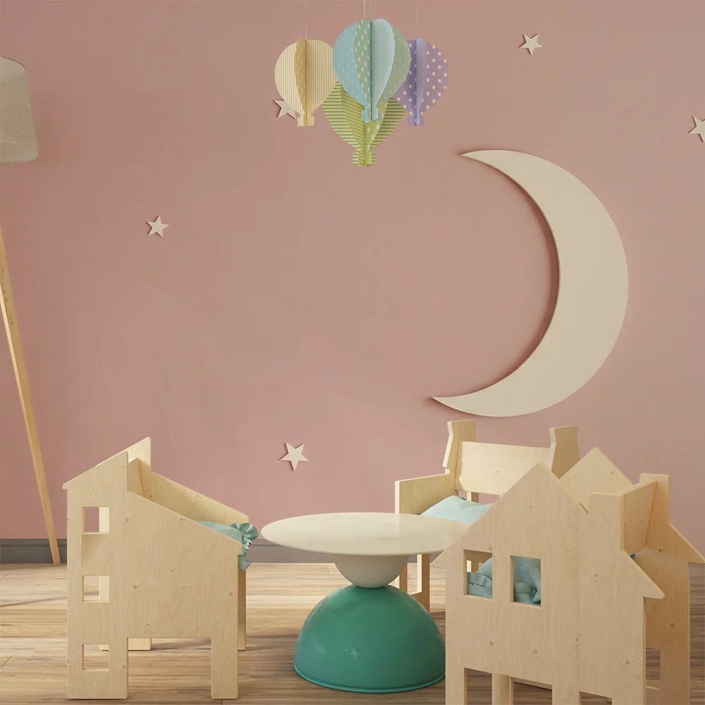 Papel de parede quarto bebê | Lua suave e estrelas cintilantes