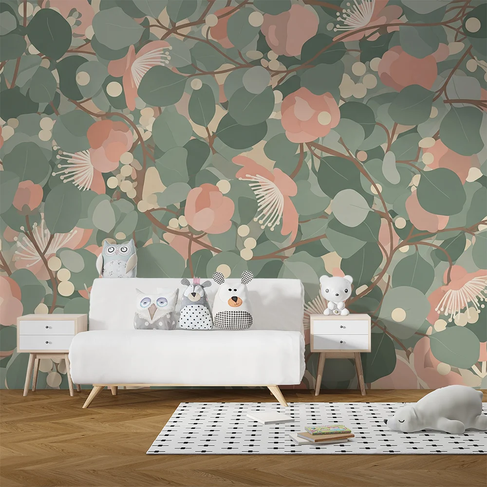 Papel de parede quarto bebê | Motivos florais suaves e calmantes