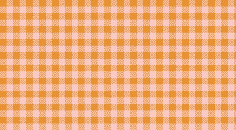 Papel de parede quarto bebê | Padrão de xadrez laranja e rosa suave