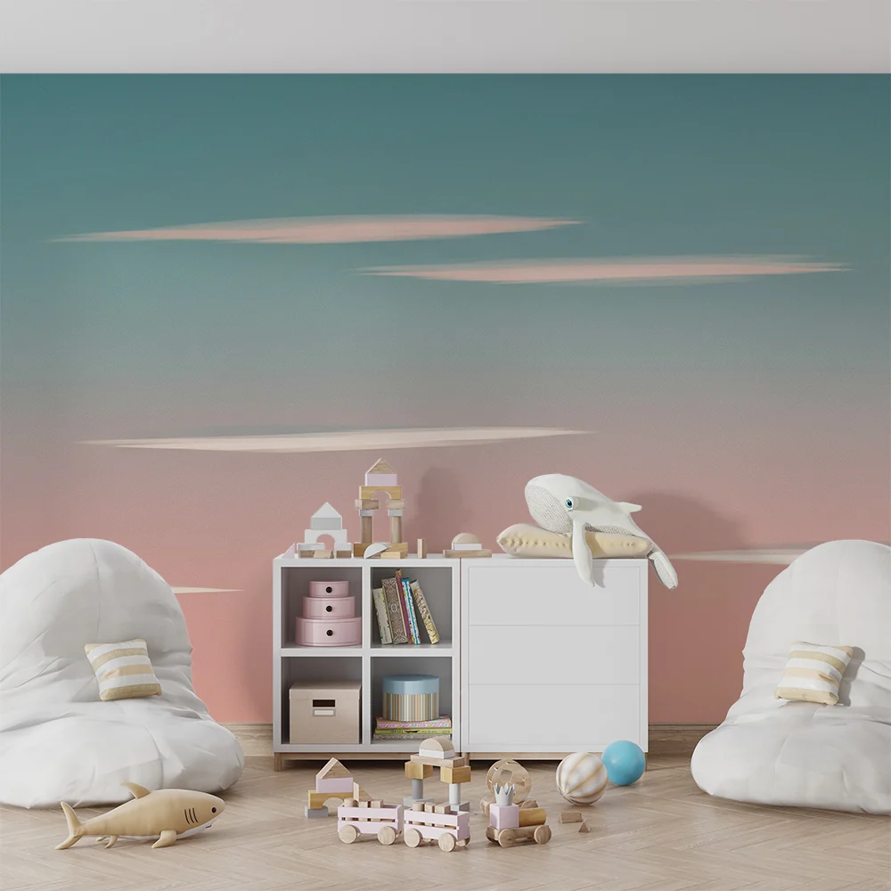 Papel de parede quarto bebê | Pastelno nebe s miyak oblatsi