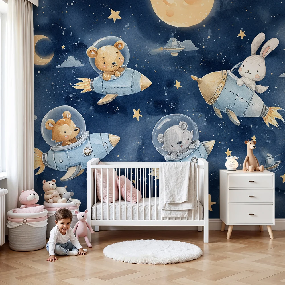 Papel de parede quarto bebê | Soft space adventure
