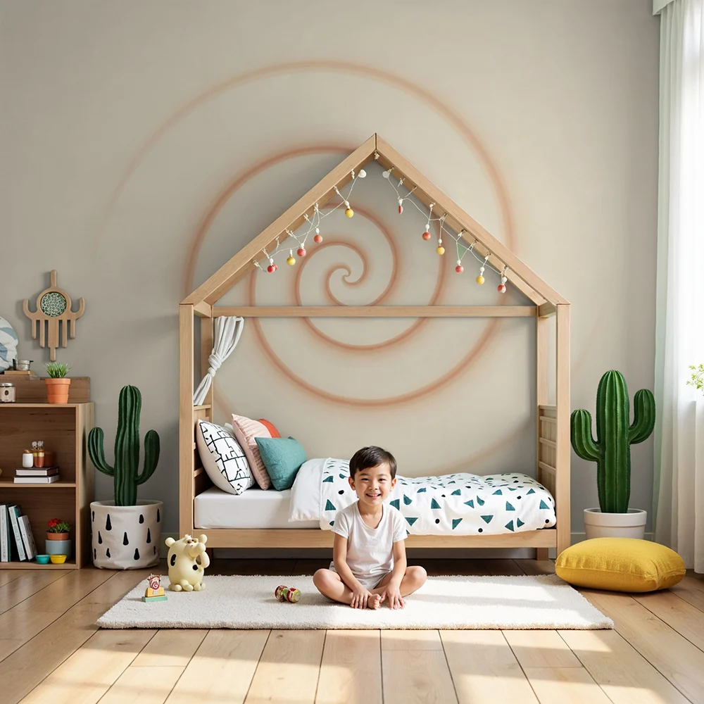 Papel de parede quarto bebê | Suave e calmante espiral em tons de creme
