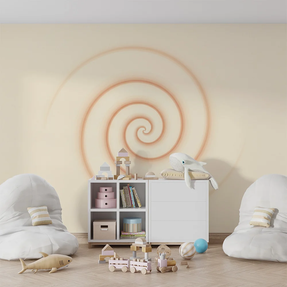 Papel de parede quarto bebê | Suave e calmante espiral em tons de creme