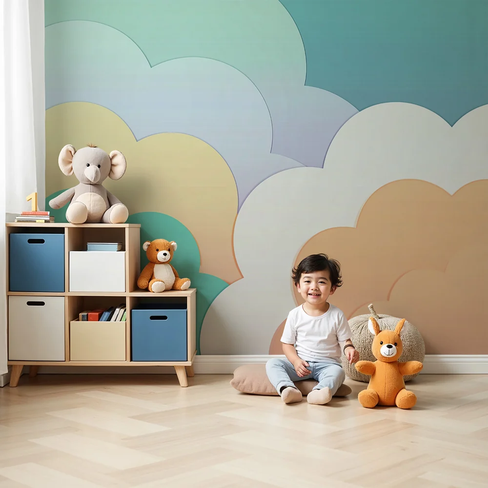 Papel de parede quarto bebê | Suaves nuvens pastel