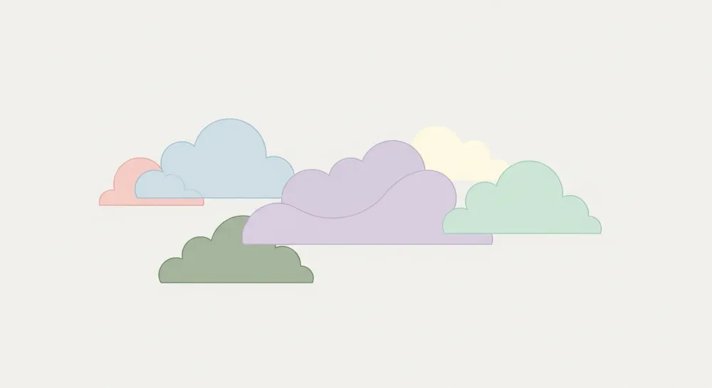 Papel de parede quarto bebê | Suaves nuvens pastel em fundo claro