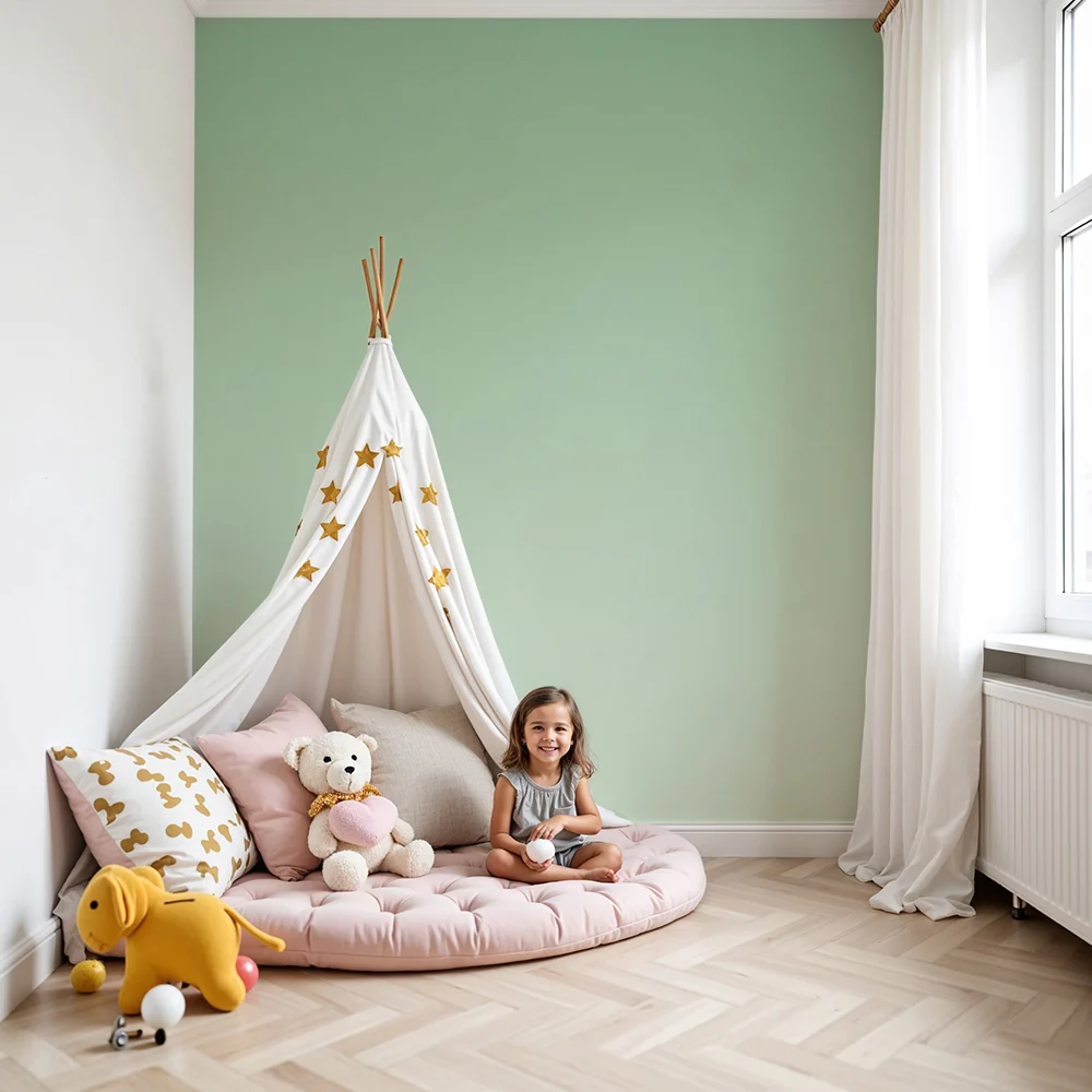 Papel de parede quarto bebê | Suavidade verde e calmante