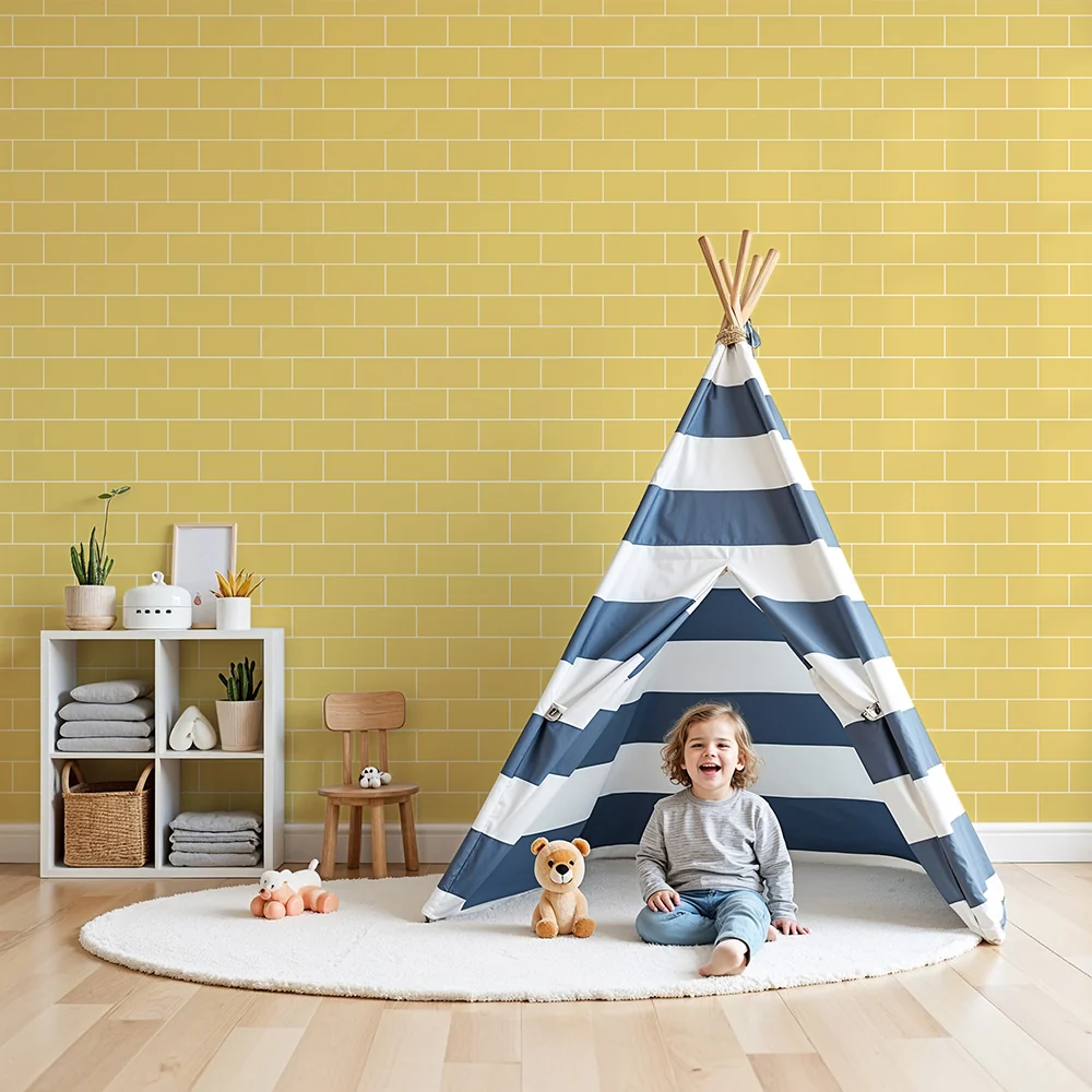Papel de parede quarto bebê | Yellow brick wall warm atmosphere