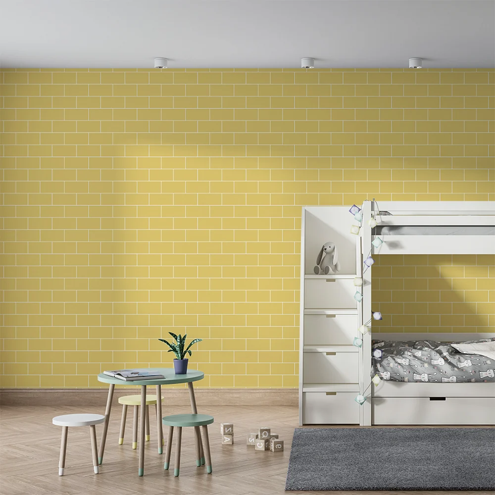 Papel de parede quarto bebê | Yellow brick wall warm atmosphere