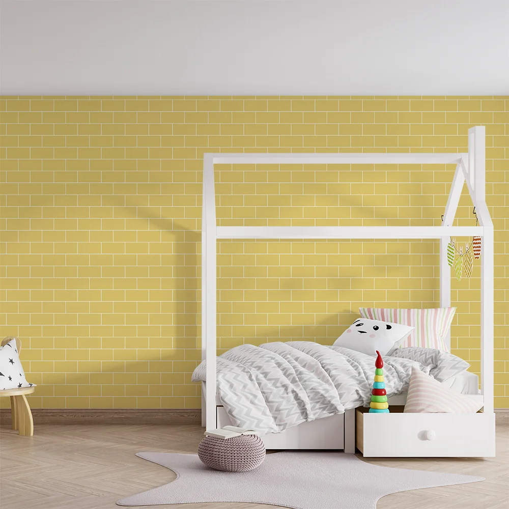 Papel de parede quarto bebê | Yellow brick wall warm atmosphere