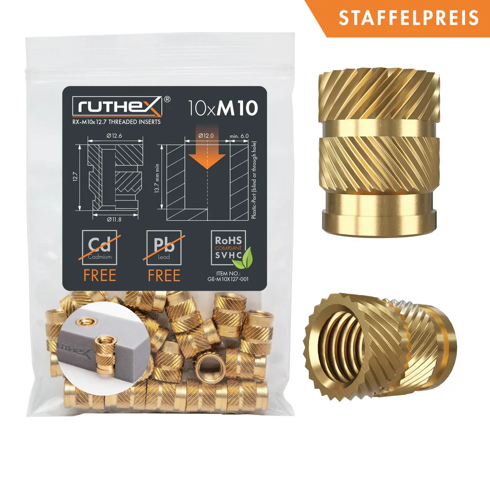 ruthex M10x12,7 резбови вложки (10 броя)