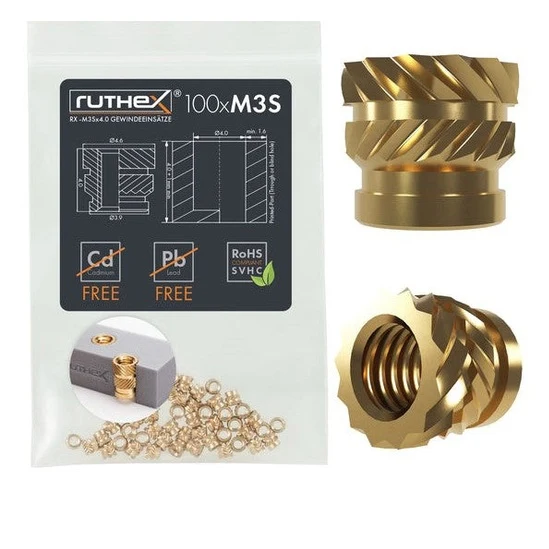 Ruthex M3 резбови вложки къси – RX-M3Sx4.0 (100 броя)
