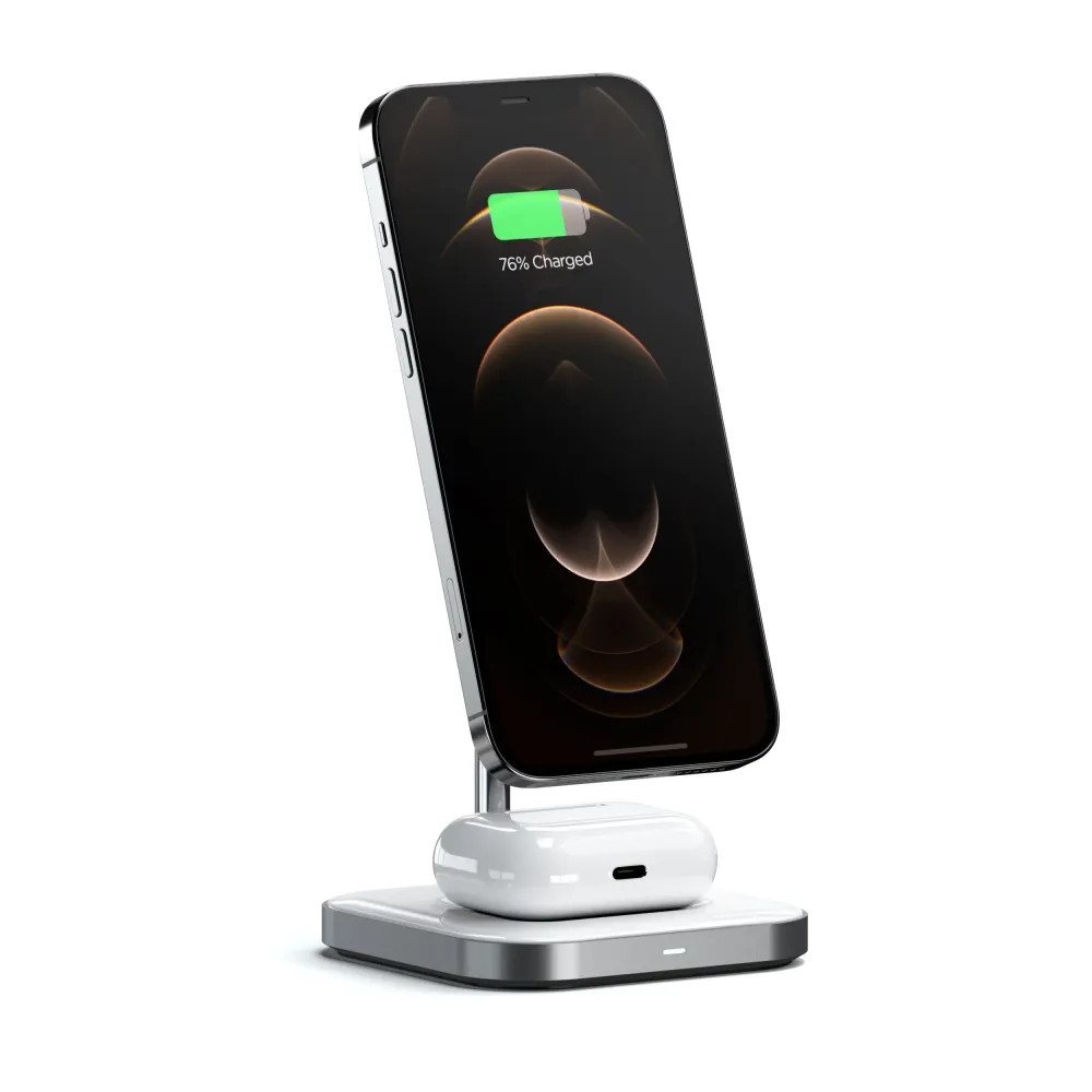Satechi Aluminium 2--1 Magnetic Wireless Charging stand