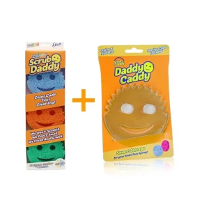 Scrub Daddy + държач - гъба 3 цвята - Daddy Caddy