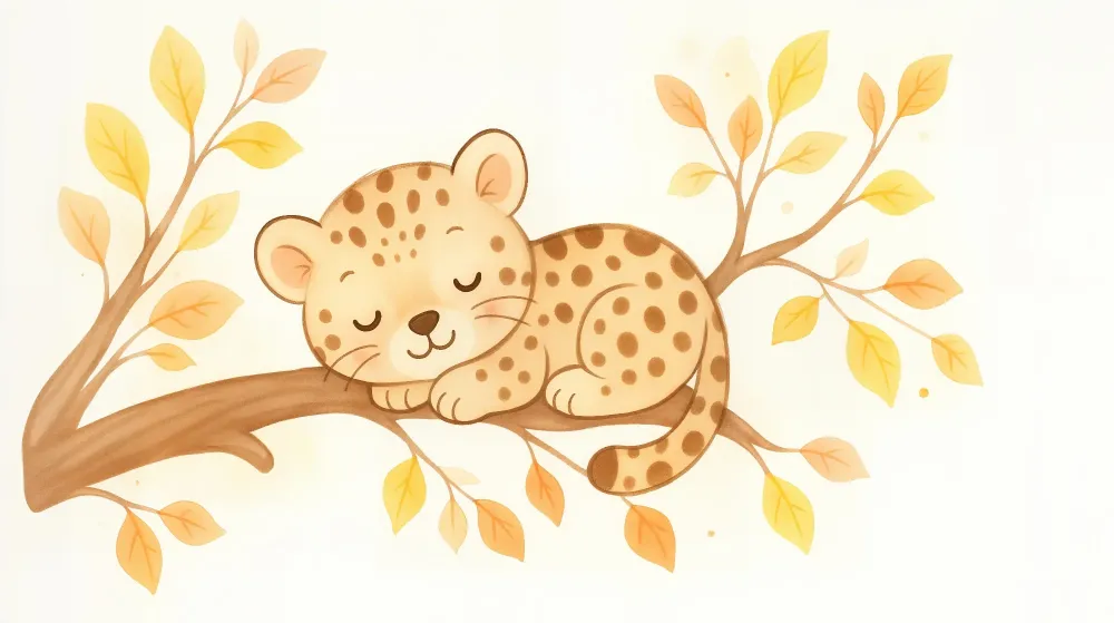 Tapet za detska staia | Malka leopardova i esenni filialki